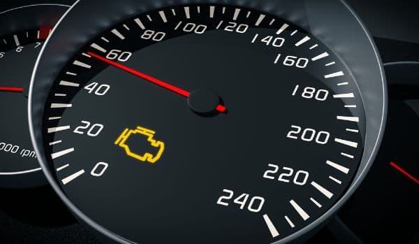 Engine malfunction warning light control in car dashboard